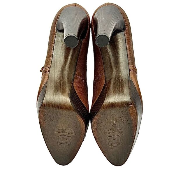 Stuart Weitzman Brogue Platform Ankle Heels Brown 6.5M Leather Made in Spain - Picture 4 of 14